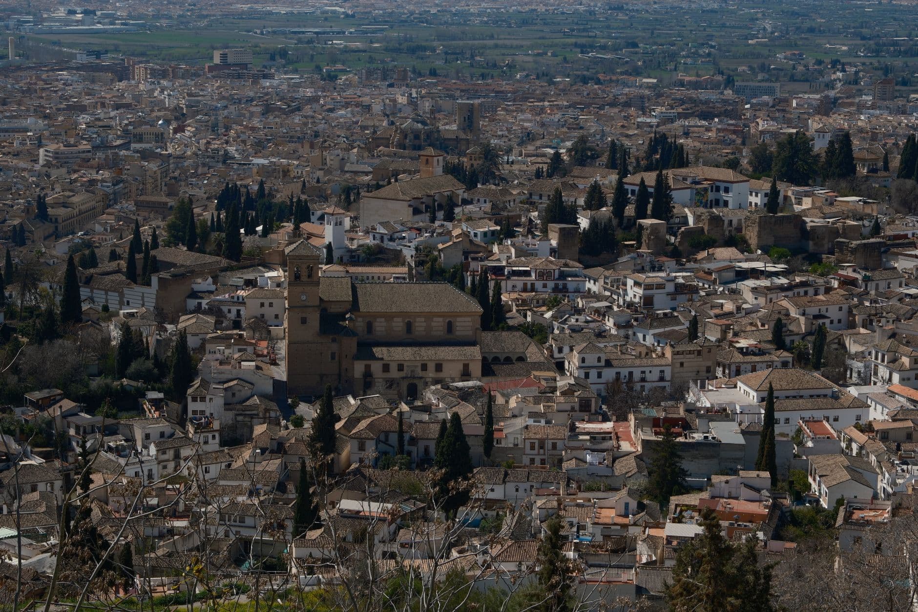 Vue sur l'Alhambra de Grenade avec la Sierra Nevada en arrière-plan
