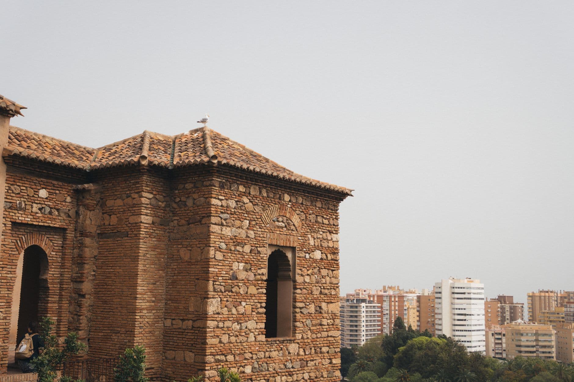 Vue sur le port et l'Alcazaba de Malaga depuis le château de Gibralfaro